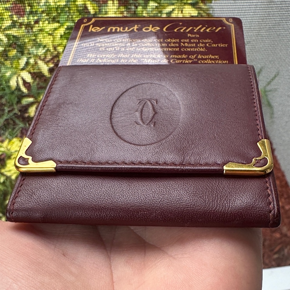 Cartier Burgundy Leather Compact Wallet with COA card - Picture 5 of 13